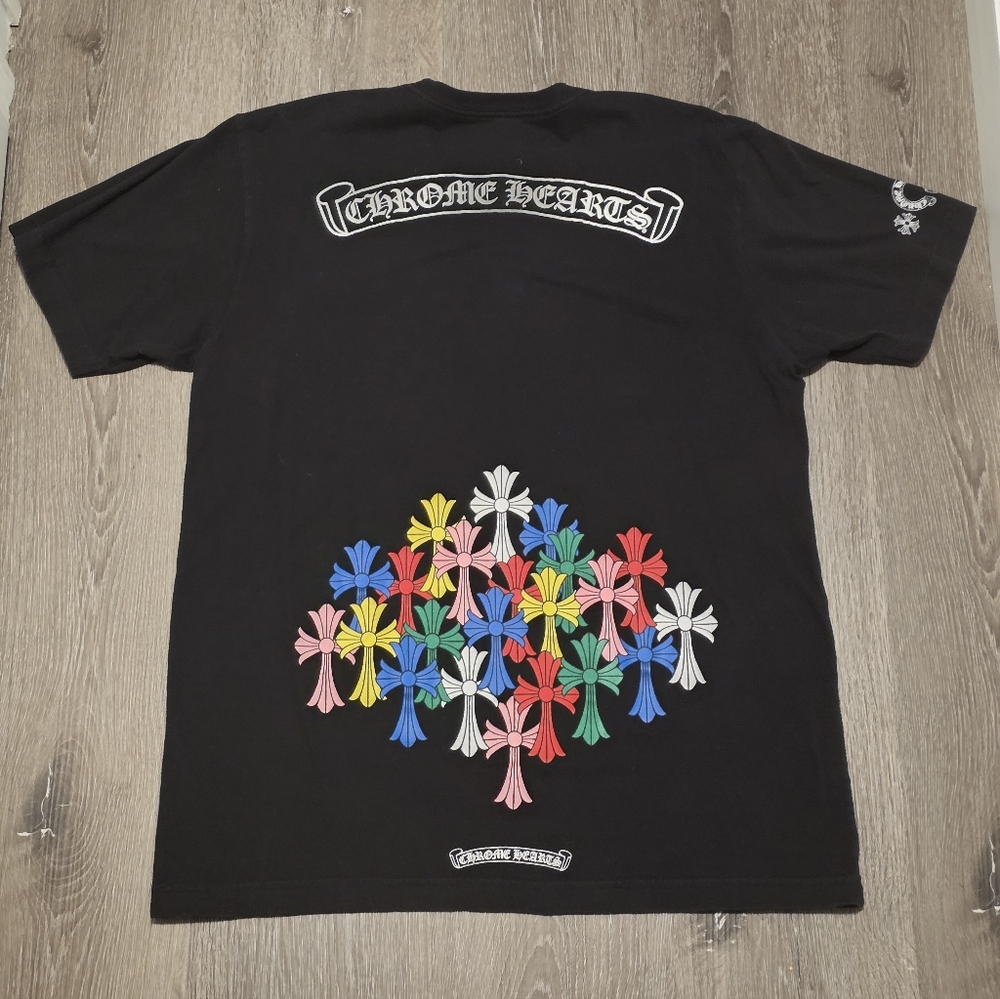 Chrome Hearts Multicolor Cross Cemerery Black Mens Large T Shirt